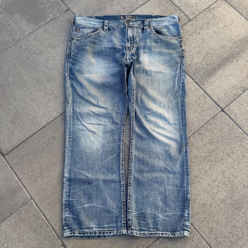 Silver Jeans Co Gordie Loose Fit Straight Leg Blue Denim Jeans Mens W40 L32